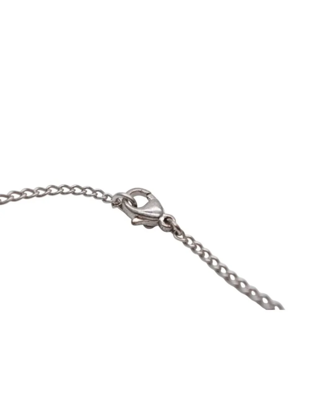 Chanel CC Logo Perforated Necklace Metal Silver